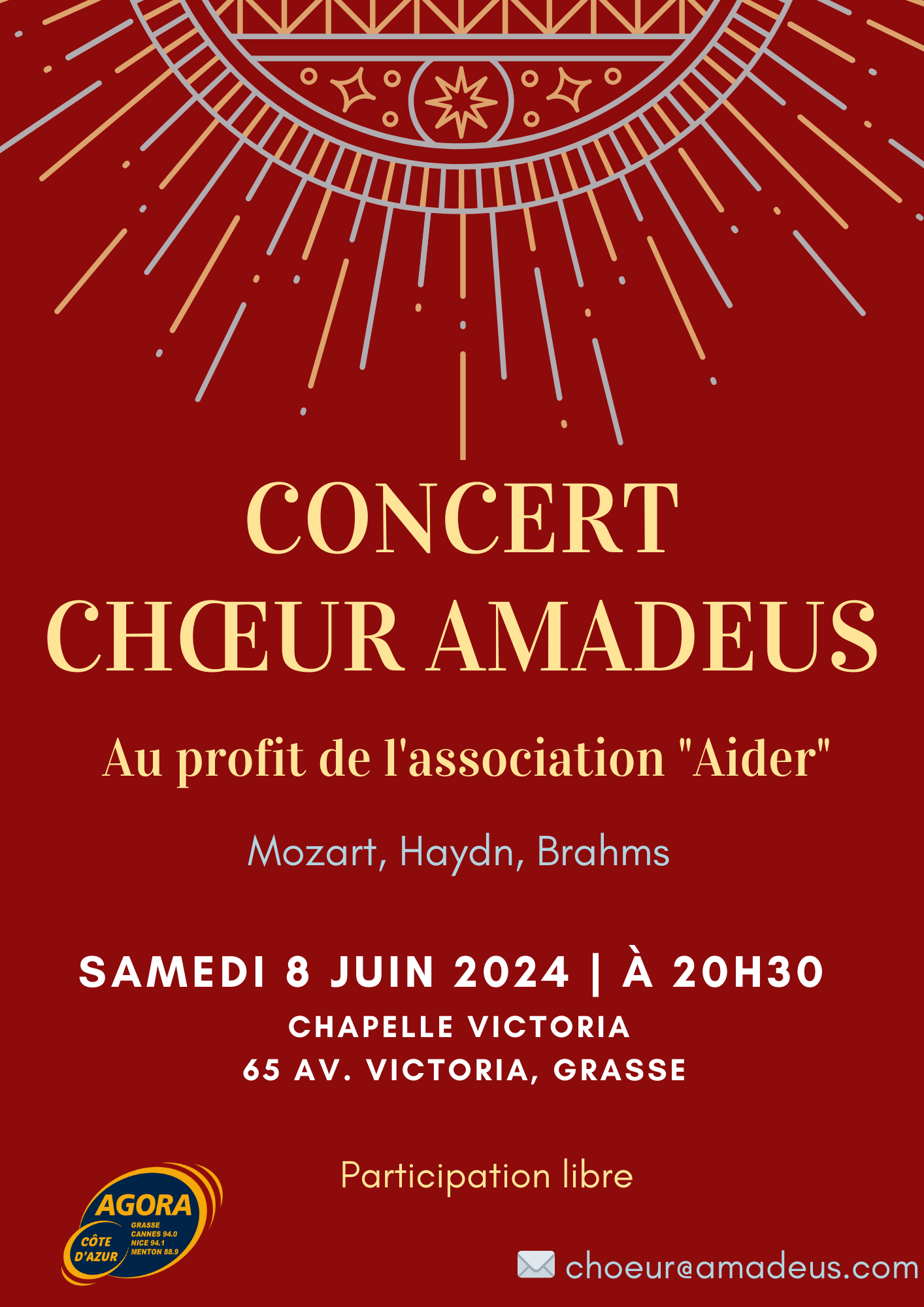 Affiche finale du concert caritatif du 8 juin 2024 à 20h30