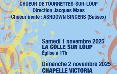 Concert Rencontre à Grasse avec le Chœur de Tourrettes-sur-Loup & les Ashdown Singers (UK)
